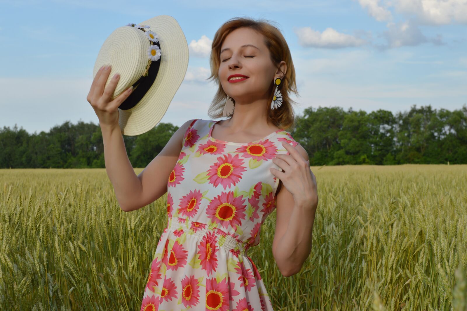 Nikon D3200 sample photo. Field, girl, dress photography