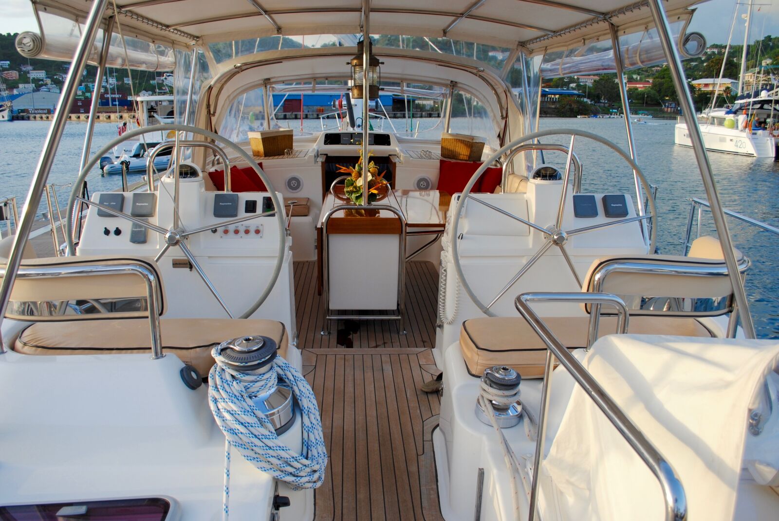 Nikon D3000 sample photo. Sailboat, cockpit, gear photography