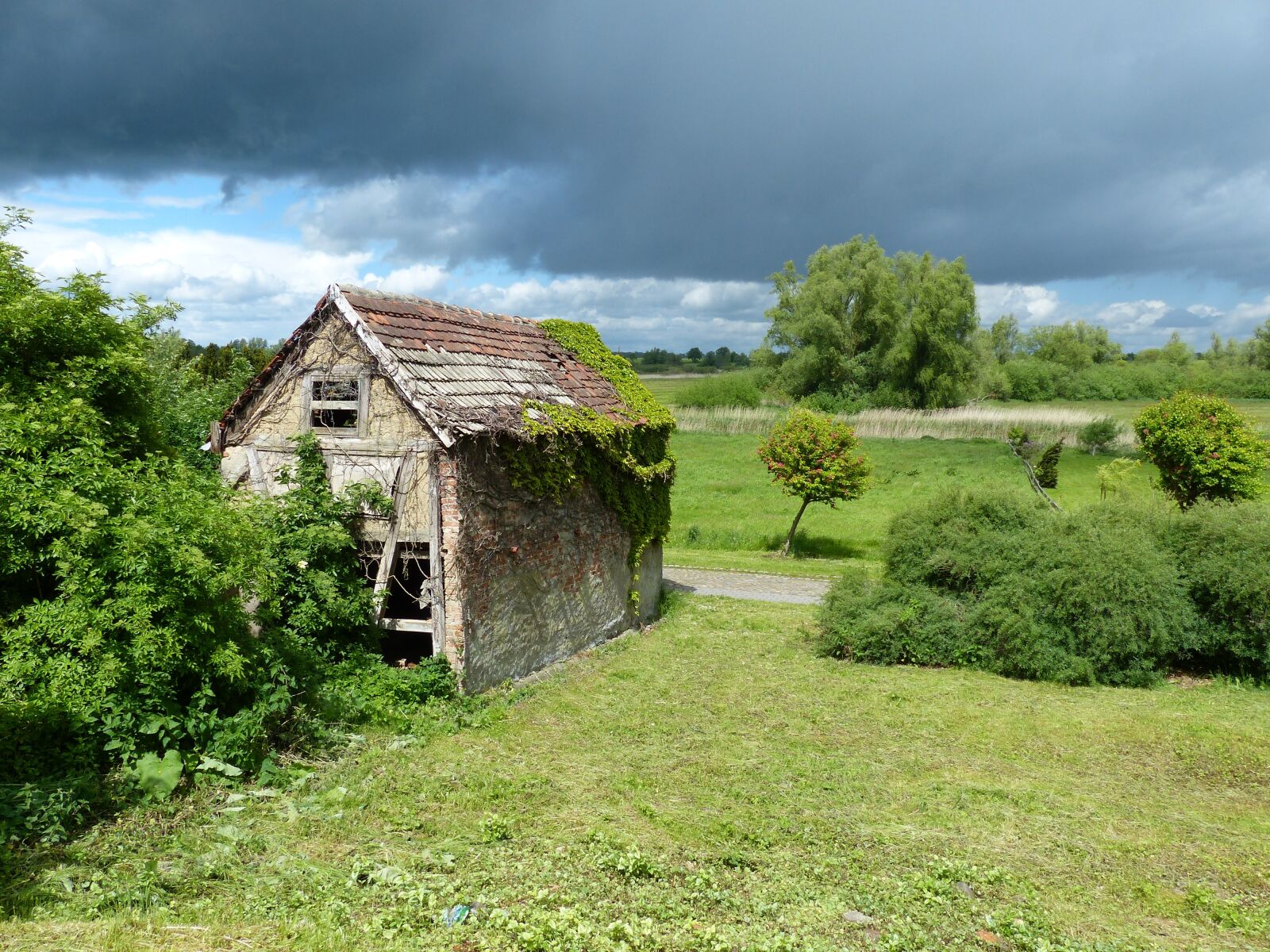 Panasonic Lumix DMC-FZ200 sample photo. Grass, house, wood photography