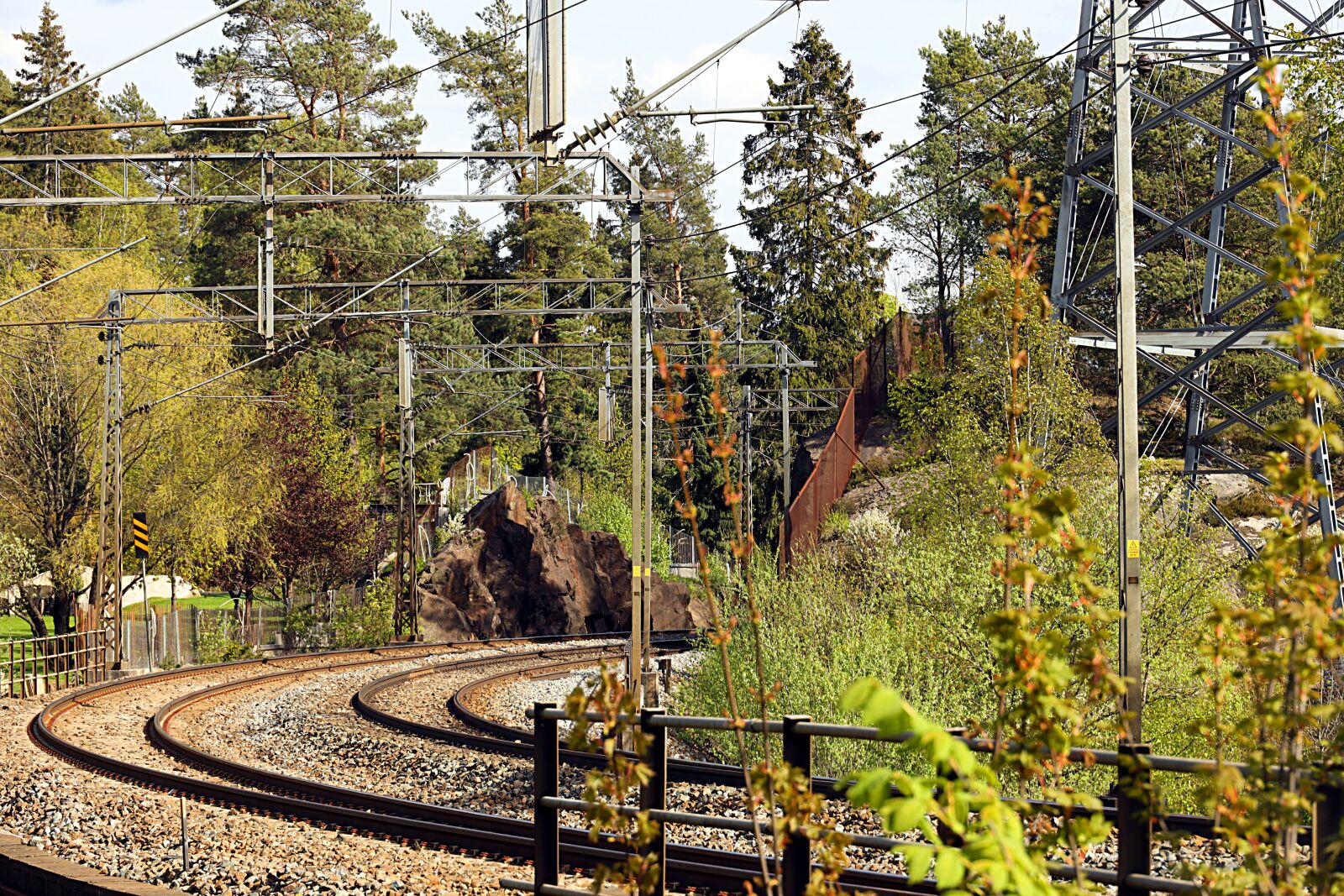 Canon EOS R sample photo. Railway tracks, green, trees photography