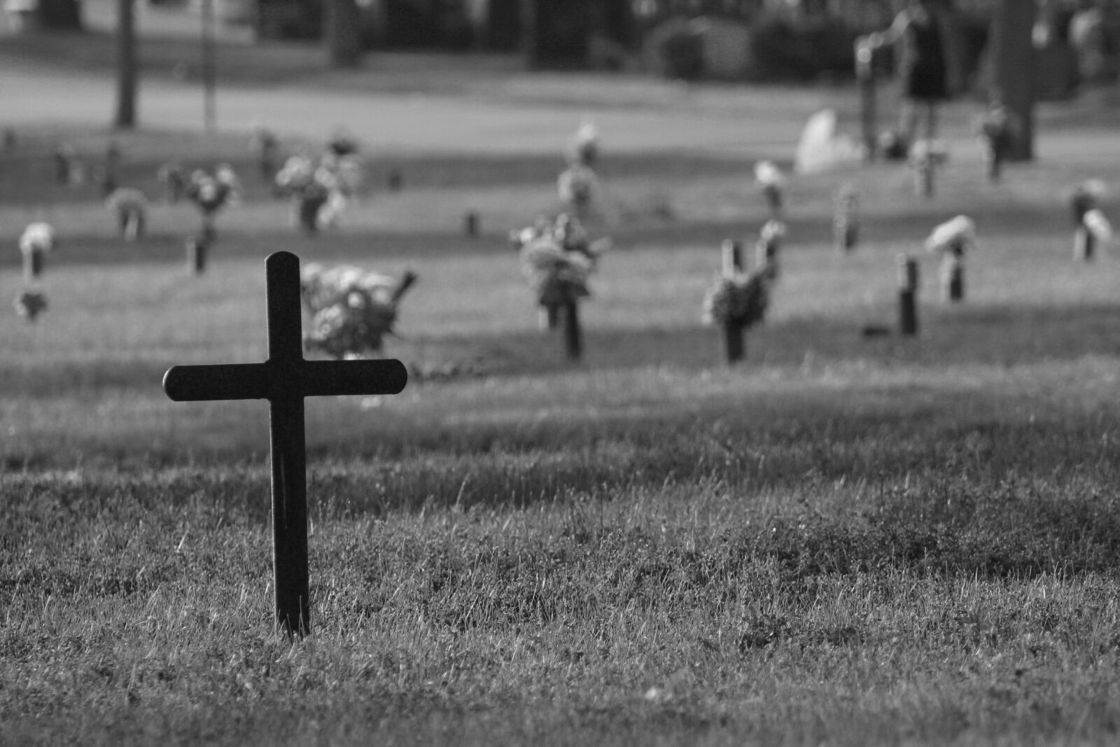 Canon EOS 350D (EOS Digital Rebel XT / EOS Kiss Digital N) sample photo. Cross, grave, flowers photography