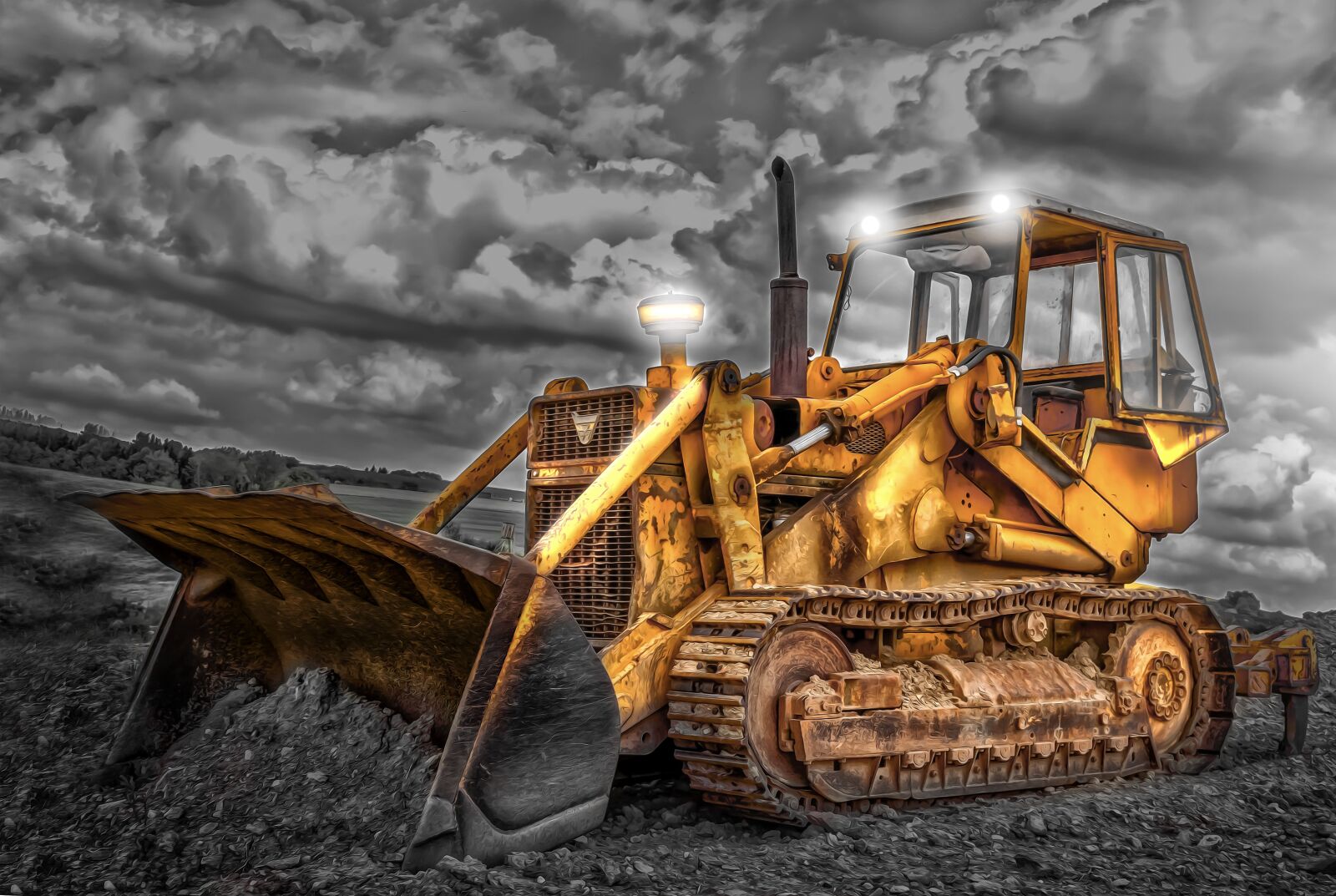 Nikon D3300 sample photo. Gear, night, bulldozer photography