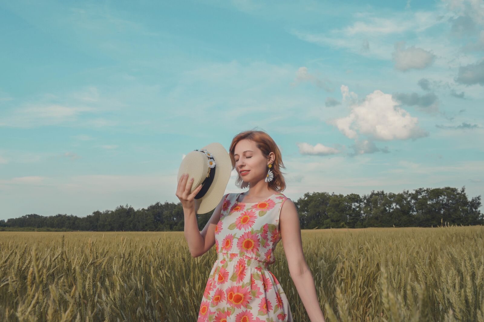 Nikon D3200 sample photo. Field, girl, dress photography