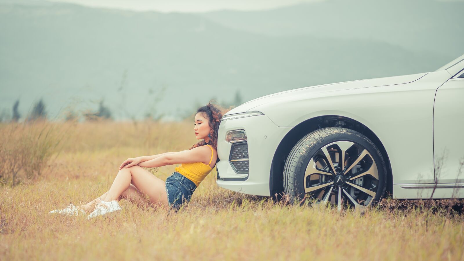 Nikon D3 sample photo. Girl, car, fashion photography