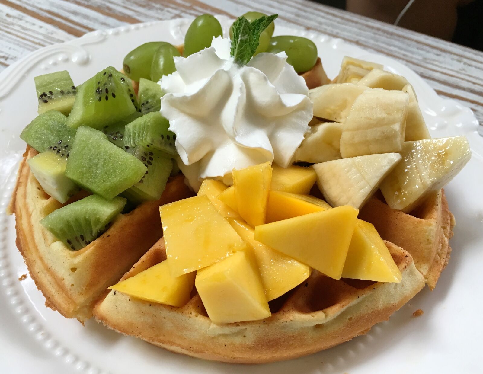 Apple iPhone 6s sample photo. Afternoon tea, waffles, fruit photography