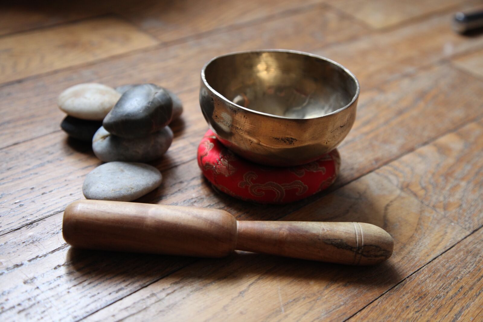 Canon EOS 5D Mark II sample photo. Tibetan bowl, meditation, pebble photography
