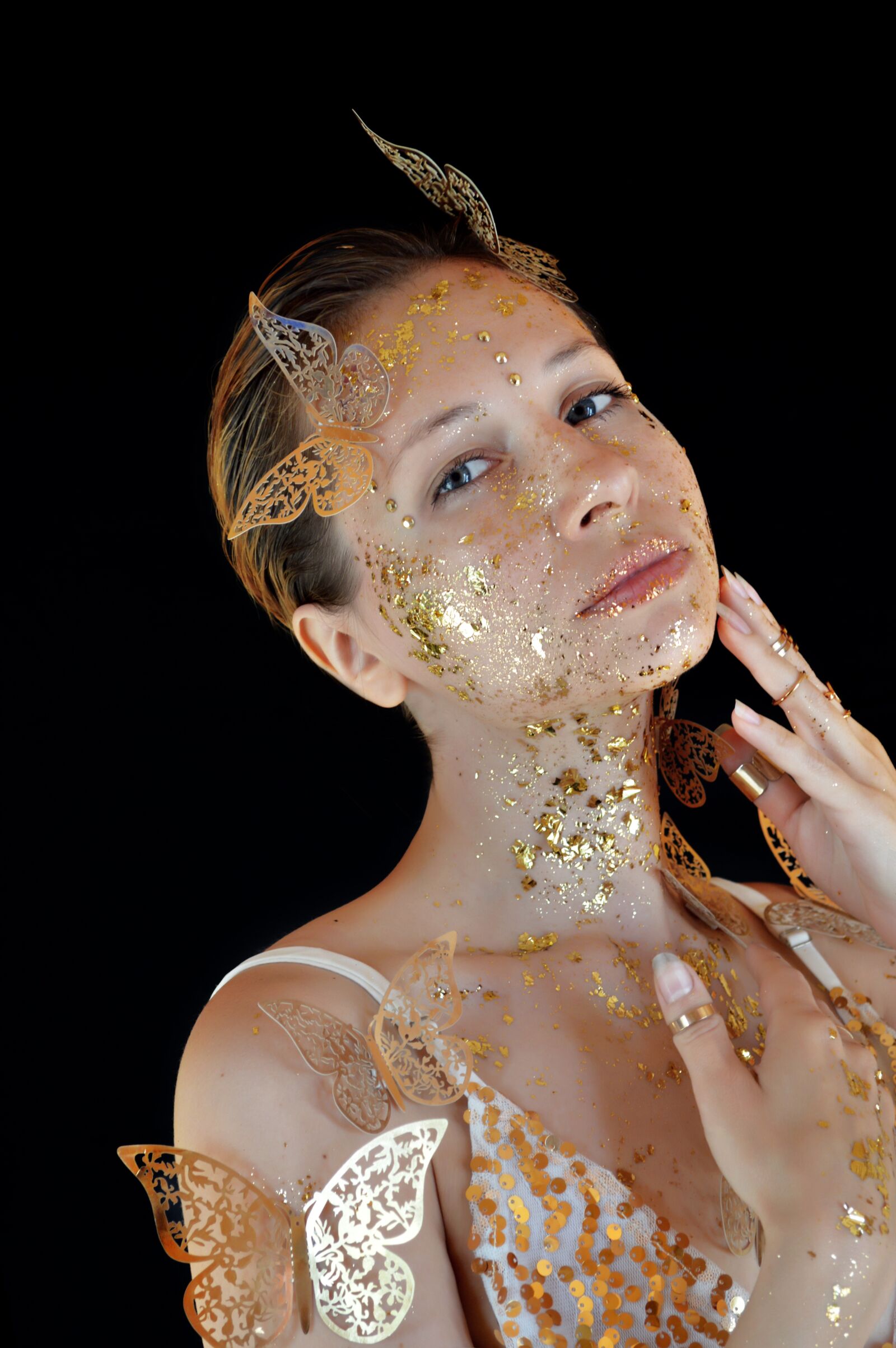 Nikon D3200 sample photo. Gold, feysart, makeup photography