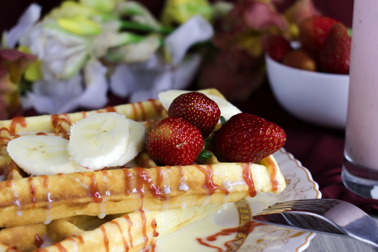 Nikon D3400 sample photo. Wafer, viennese waffles, dessert photography