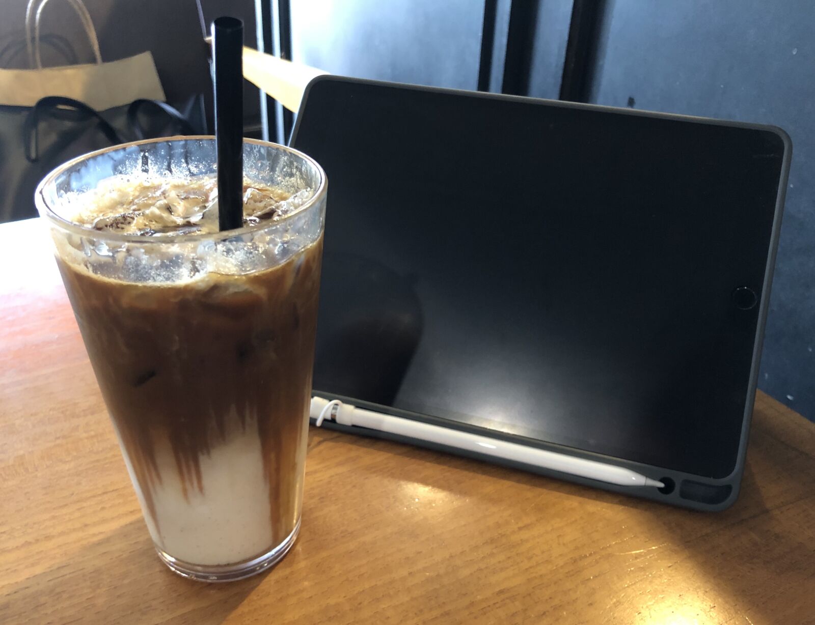 Apple iPhone 8 sample photo. Ice, coffee, tablet photography