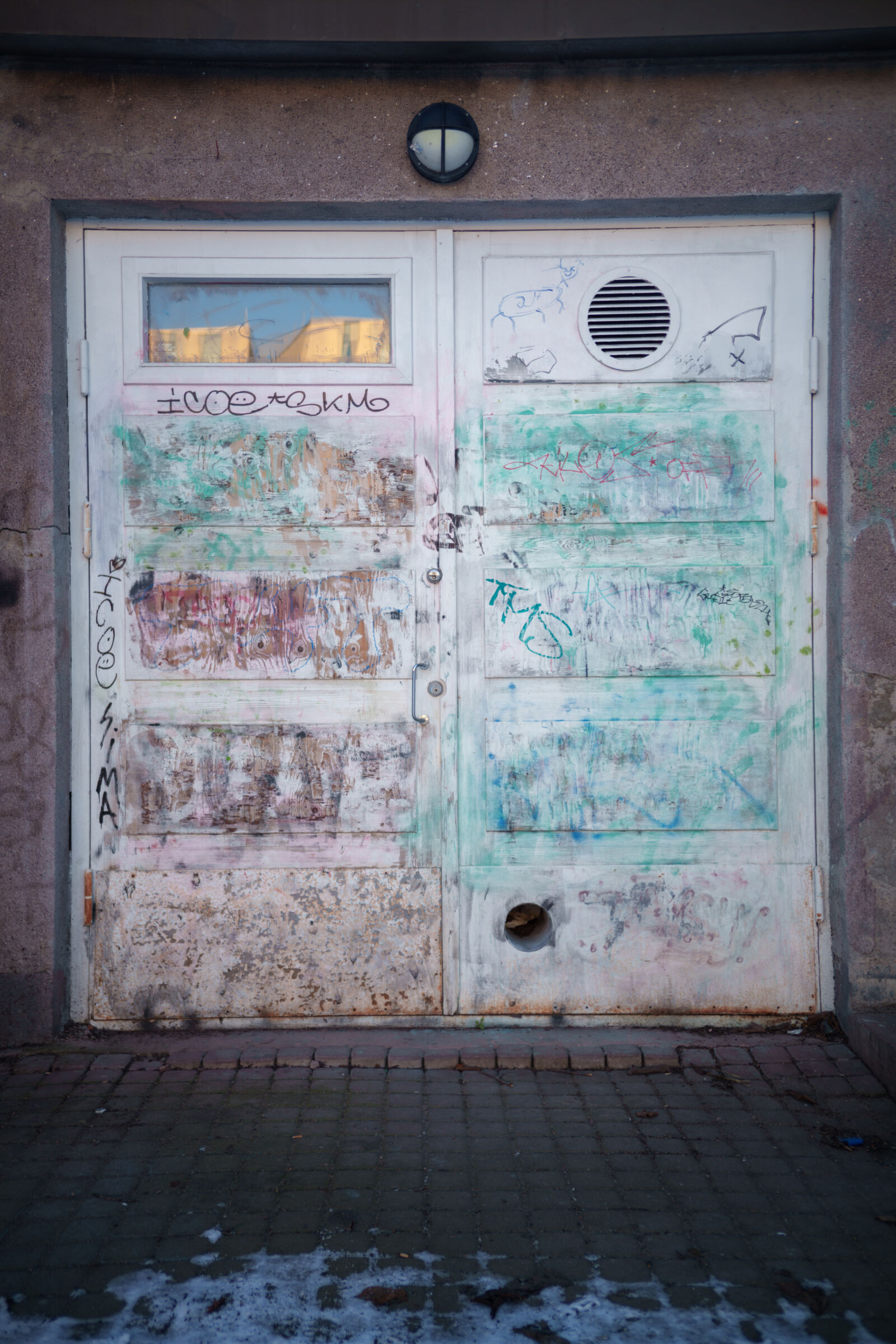 Sony a7R V sample photo. Decay white door 2.8 photography