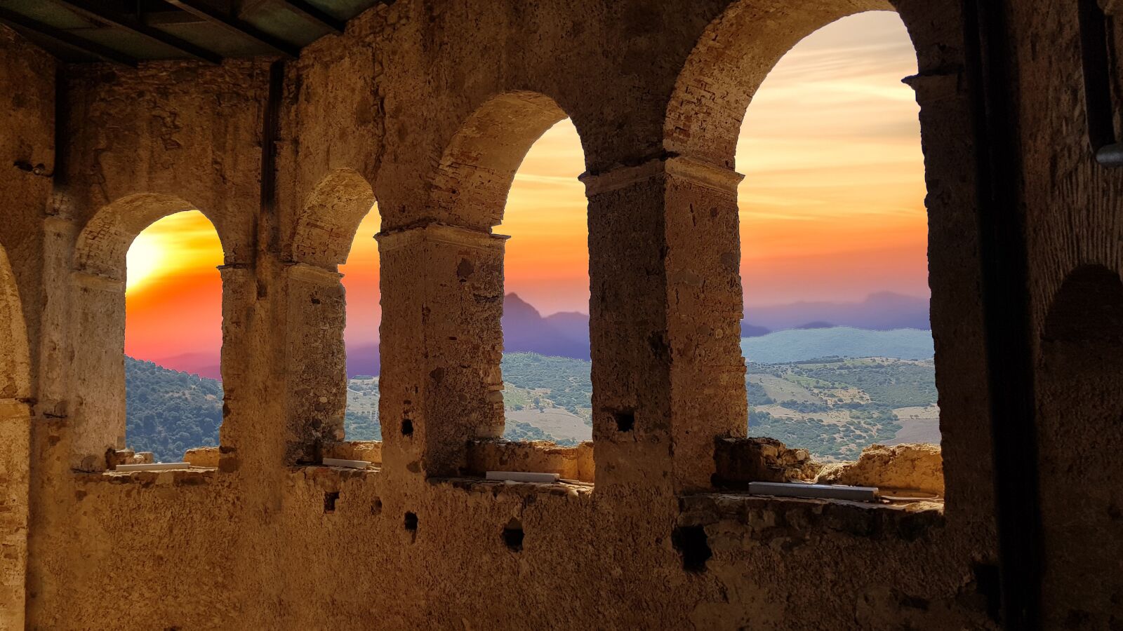 Samsung SM-G955F sample photo. Ruins, arcs, sunset photography