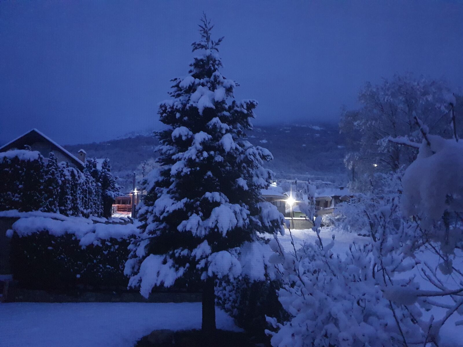 Samsung Galaxy S10 sample photo. Snow, winter, night photography