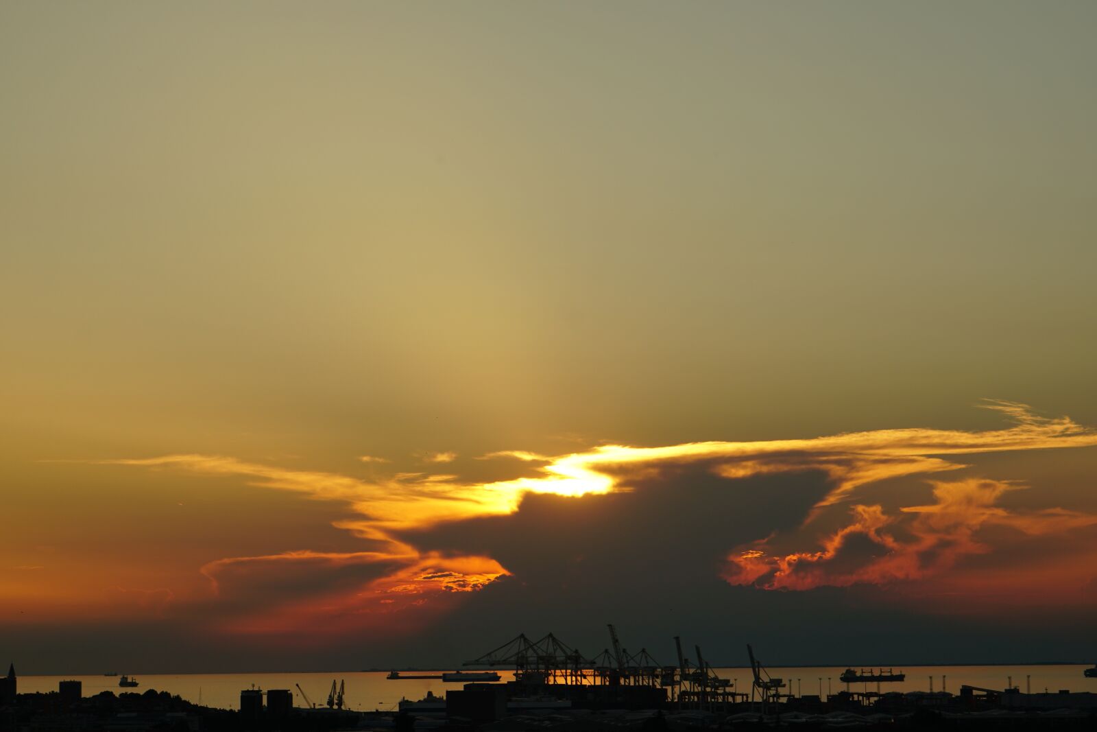 Sony a6300 sample photo. Sunset, evening sky, port photography