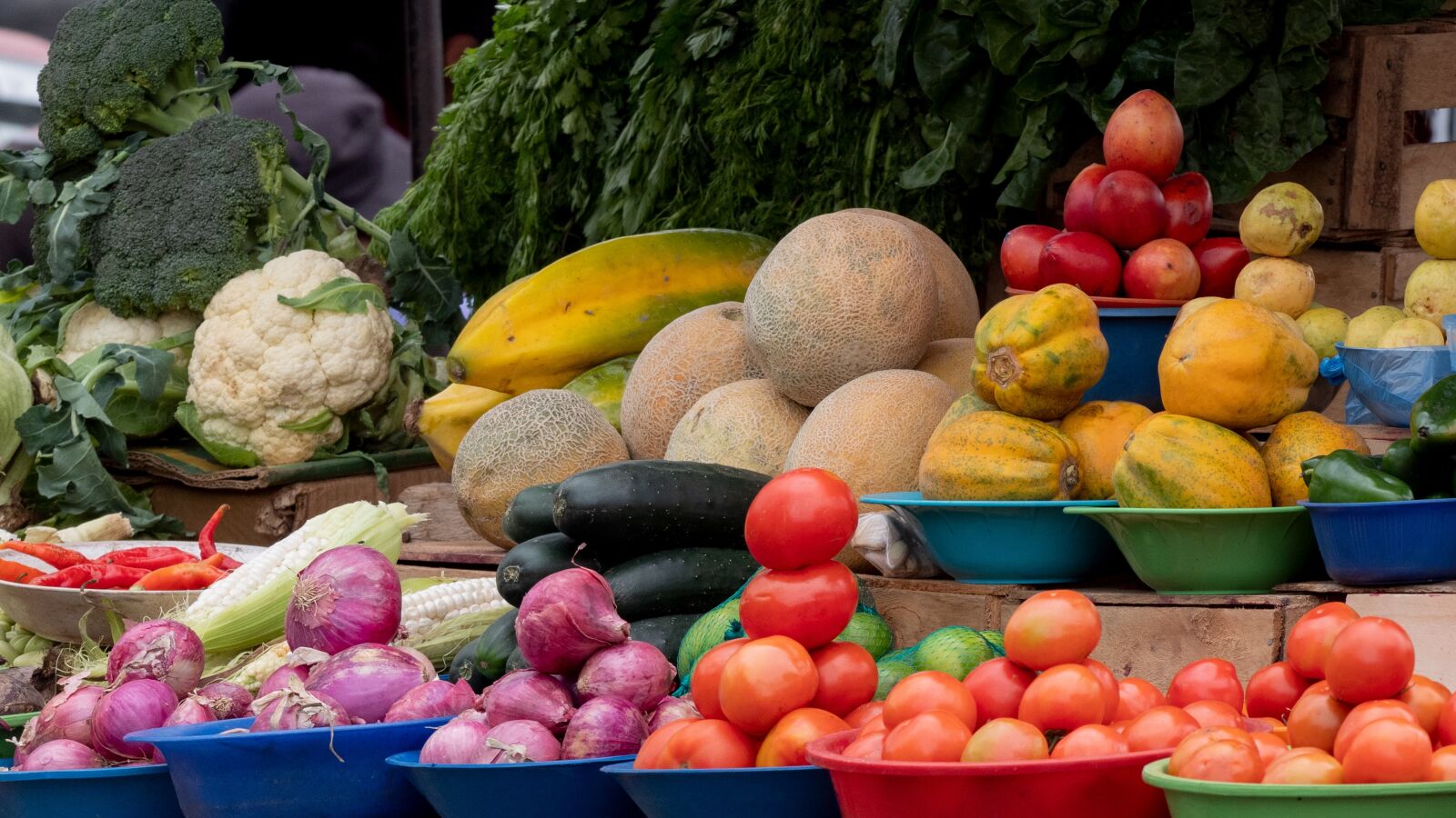 Panasonic Lumix DC-G9 + LEICA DG 100-400/F4.0-6.3 sample photo. Ecuador, market, vegetables photography