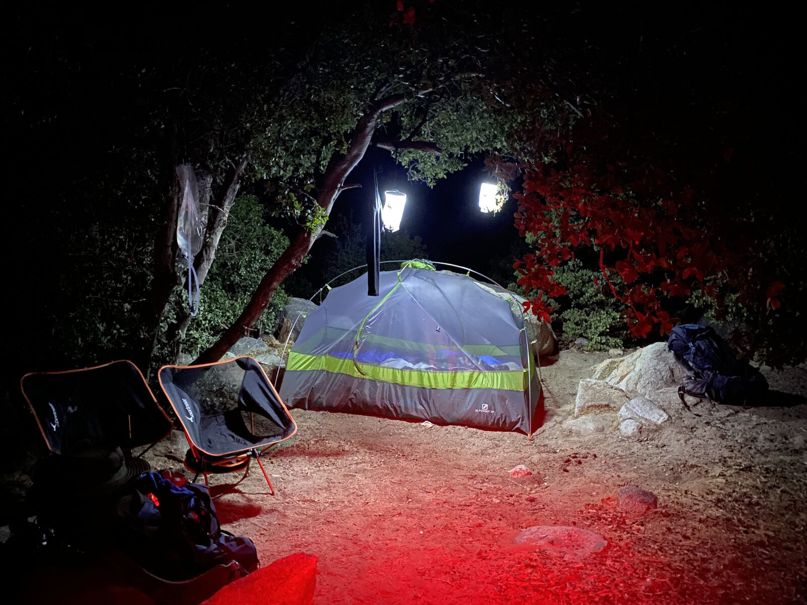 Apple iPhone 11 Pro sample photo. Nighttime campsite, evening campsite photography