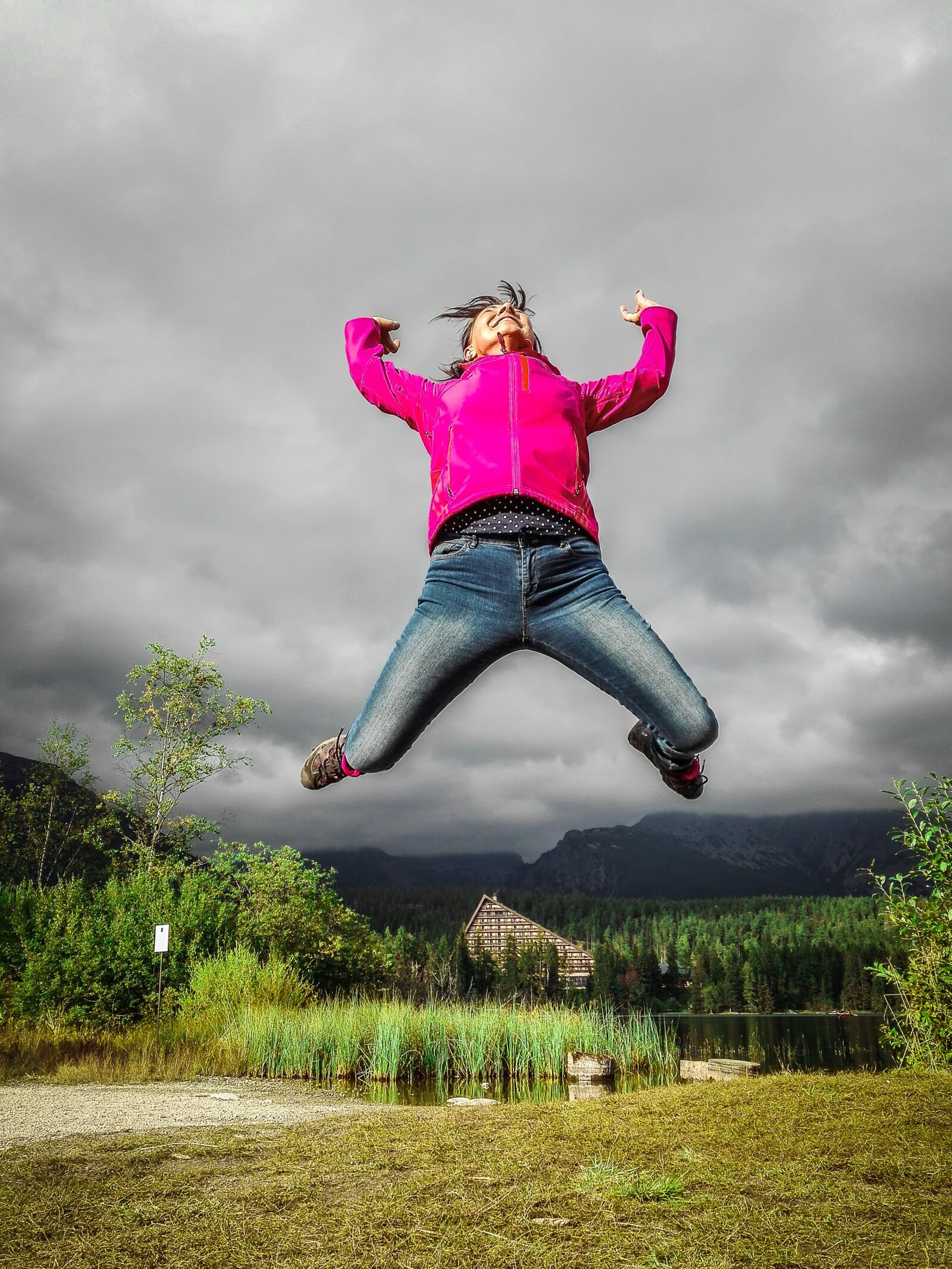 HUAWEI P8 Lite sample photo. Jump, mountains, freedom photography