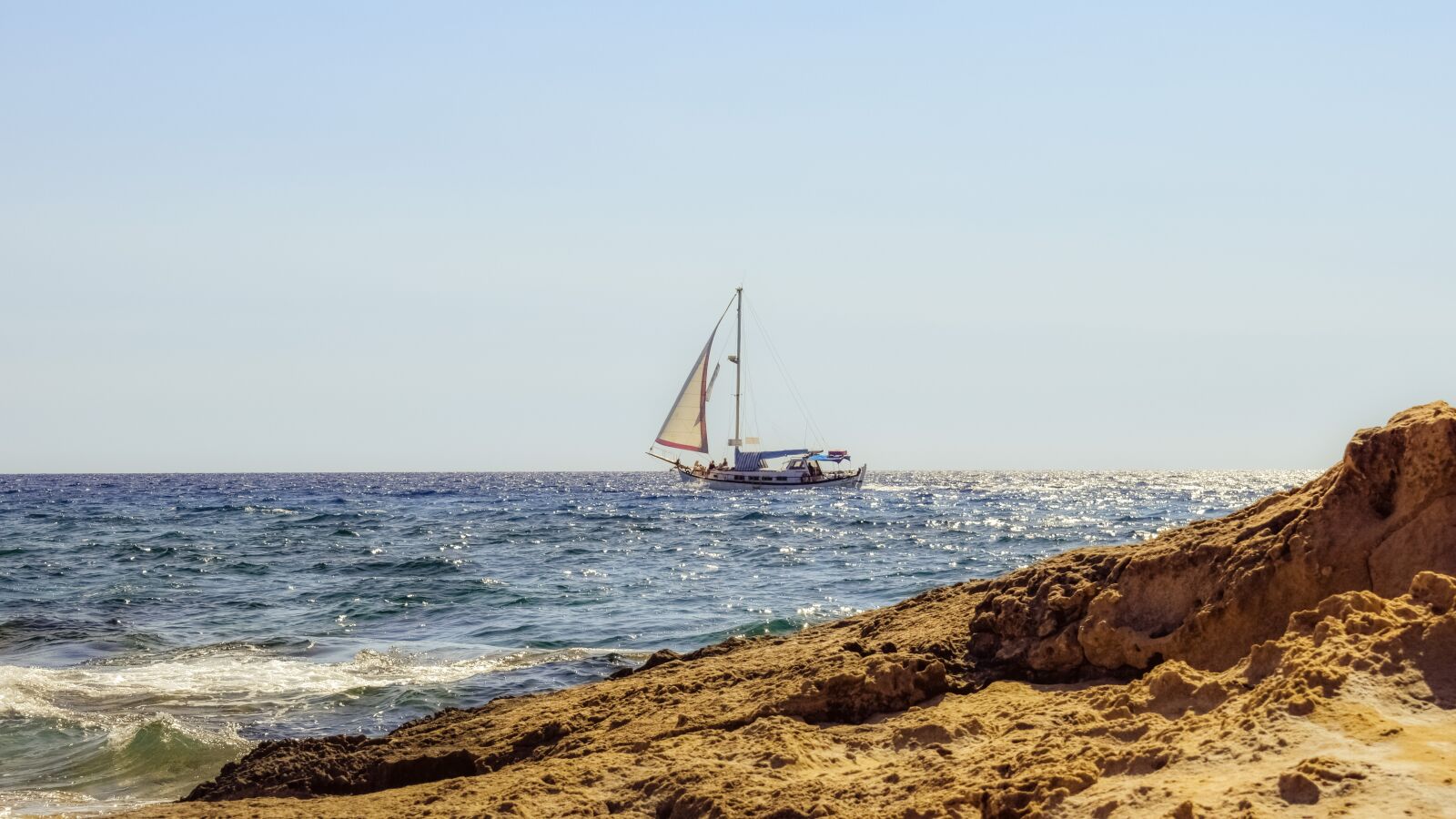 Nikon D3300 sample photo. Boat, sea, rocky coast photography