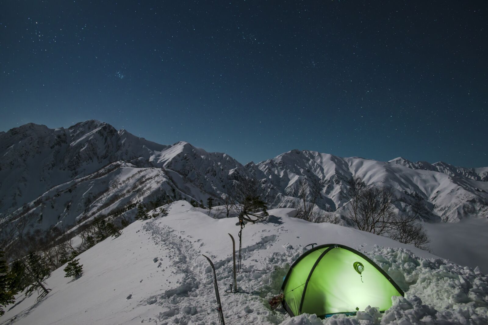 Nikon D800E sample photo. Night view, snow mountain photography