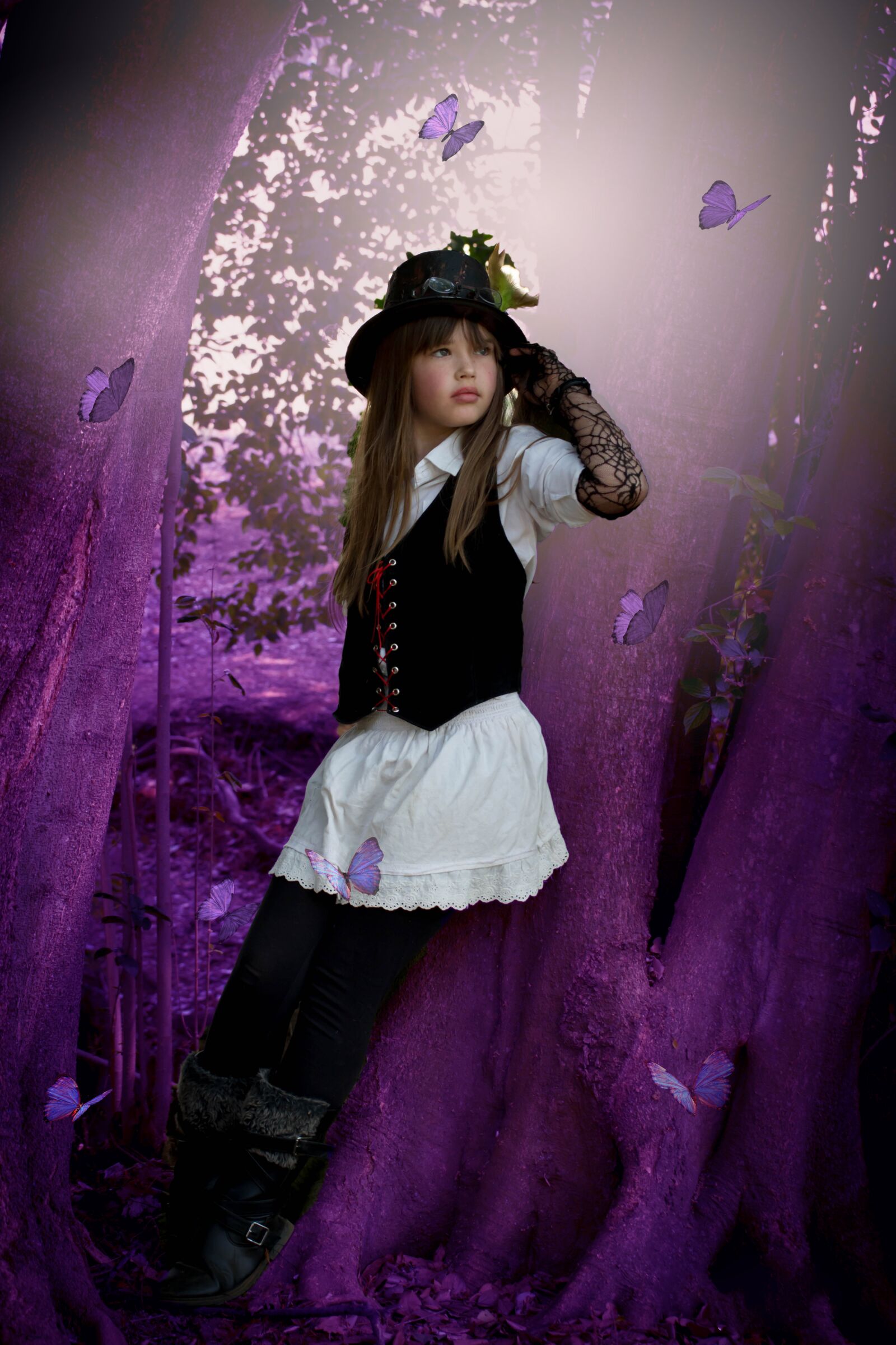 Nikon D5200 sample photo. Child, butterflies, girl photography