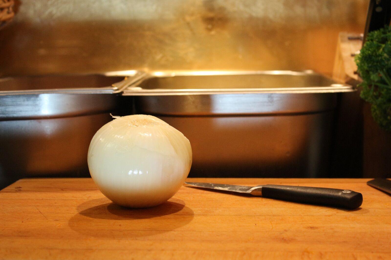 Canon EF-S 18-55mm F3.5-5.6 IS sample photo. Knife, onion, cook photography