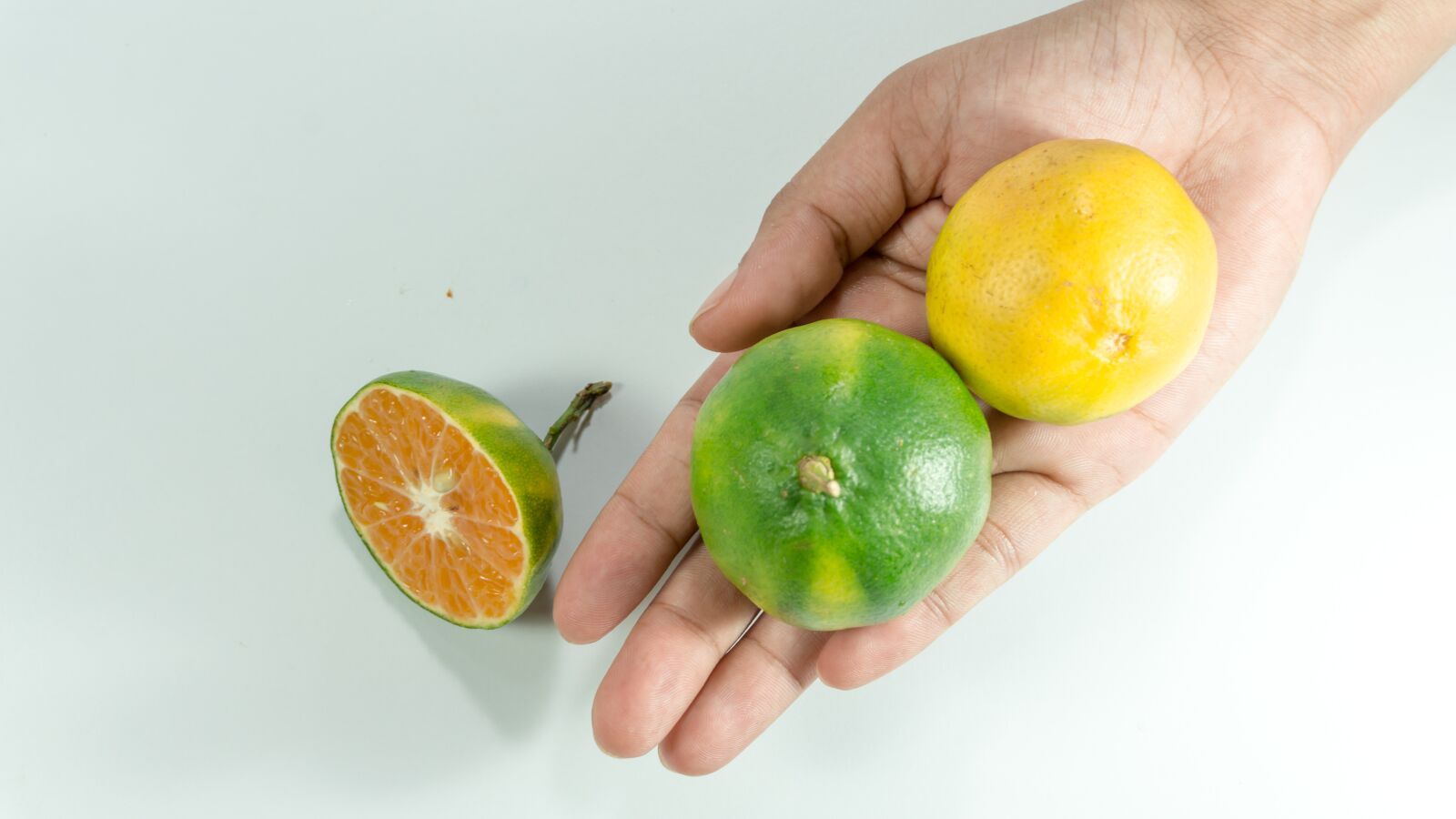 Sony a5100 sample photo. Asian, green oranges, hand photography