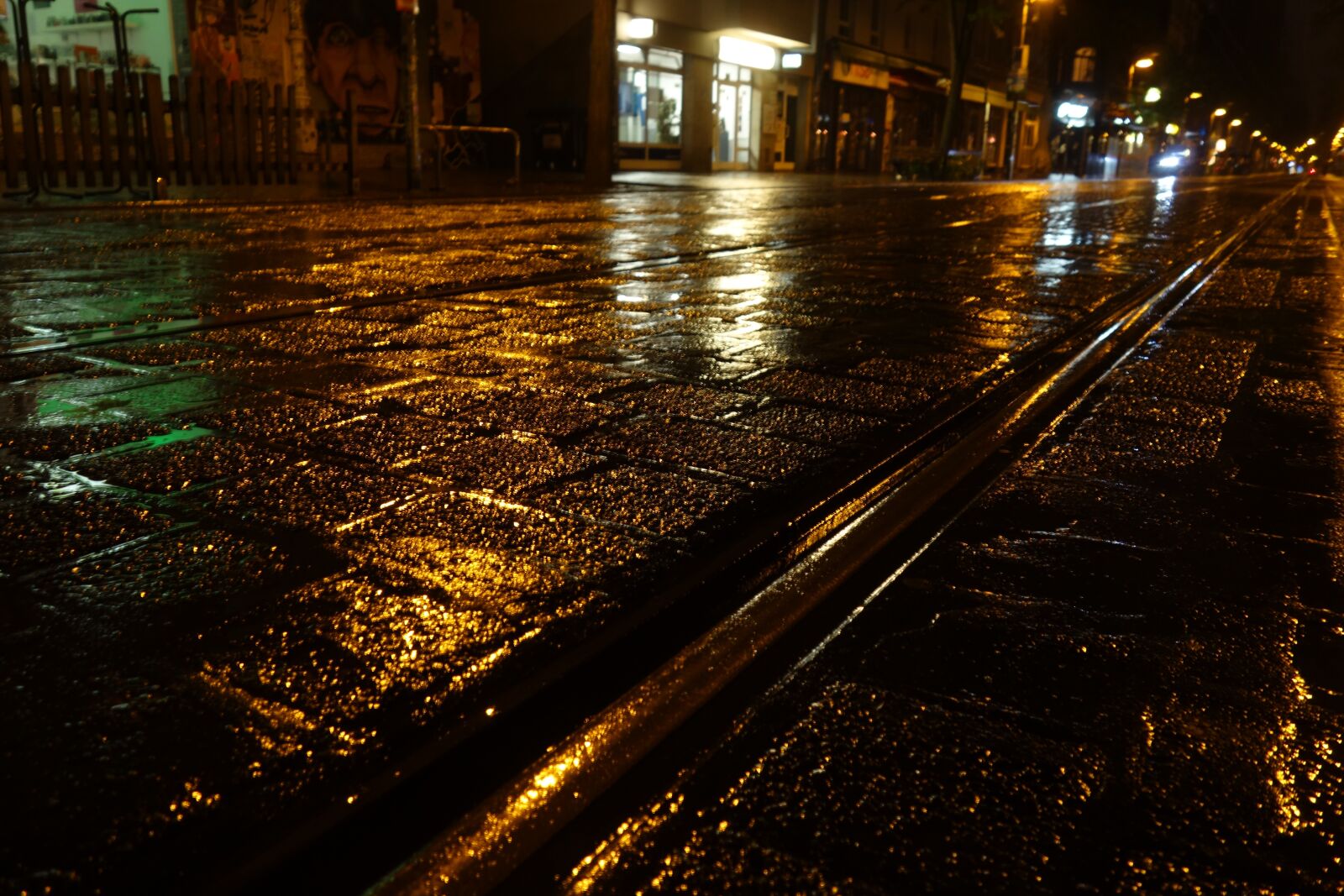 Sony Cyber-shot DSC-RX100 sample photo. Rail, rain, cobblestones photography