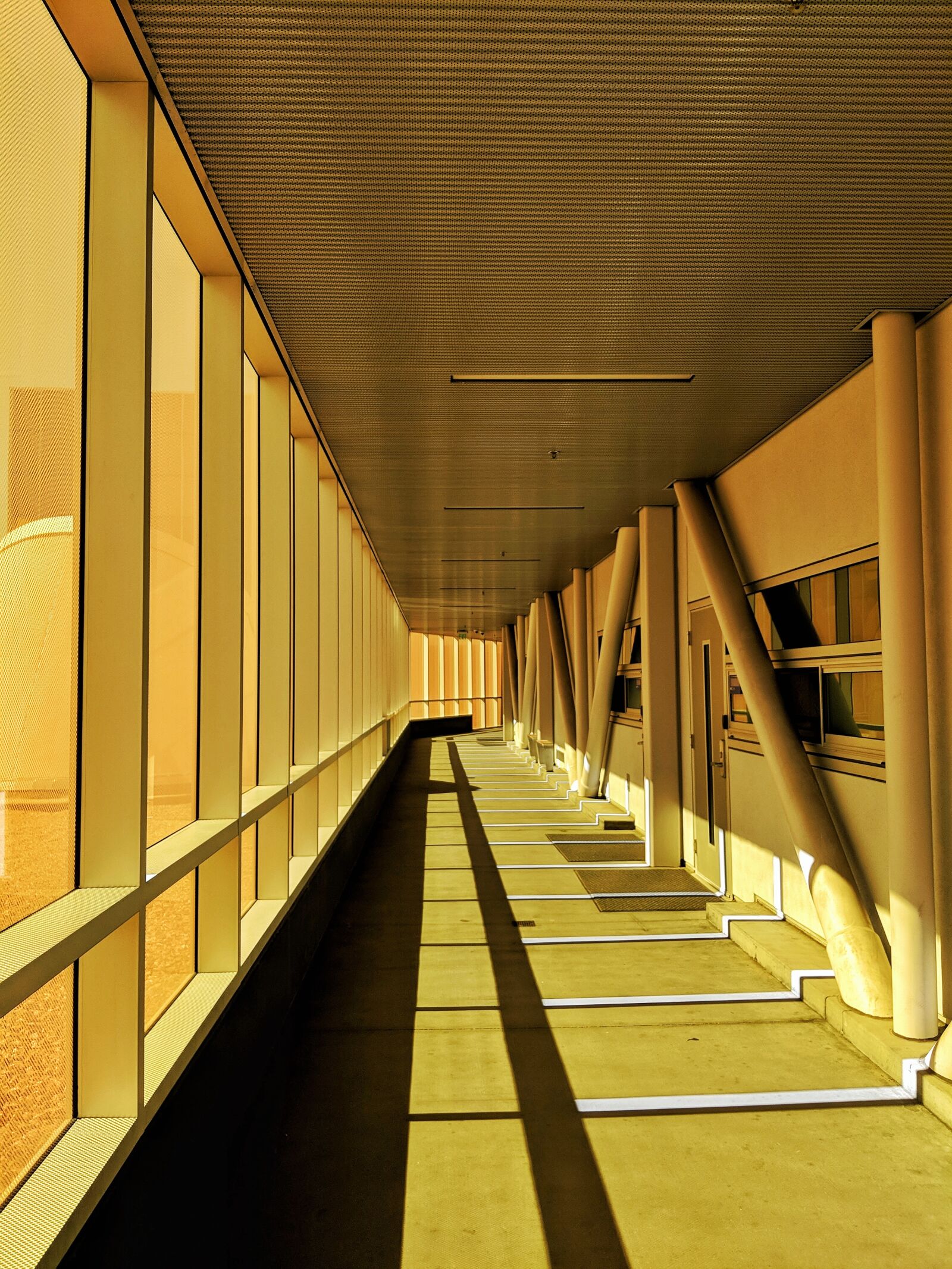 Google Pixel 2 XL sample photo. Hallway, orange glass, afternoon photography