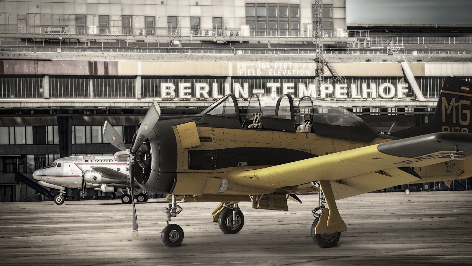 Olympus OM-D E-M5 II sample photo. Model airplane, t28 trojan photography