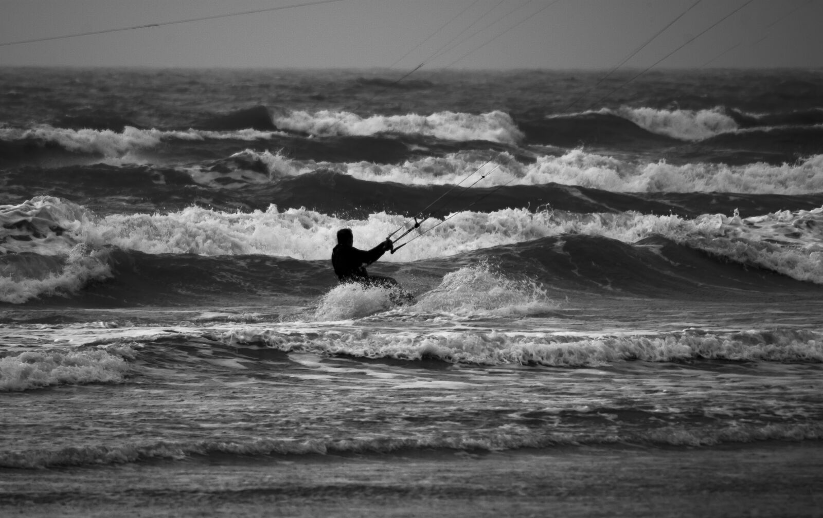 Pentax K10D sample photo. Kite surfer, waves, water photography