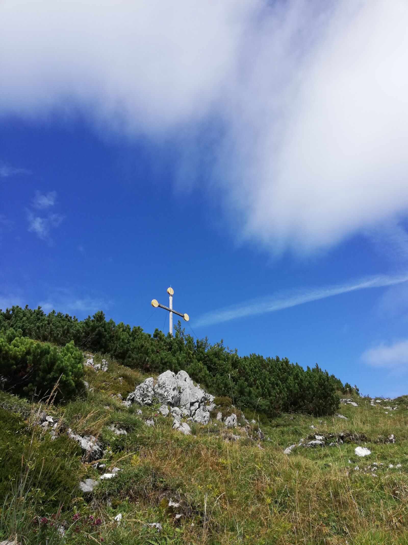 HUAWEI ANE-LX1 sample photo. Summit cross, mountains, up photography