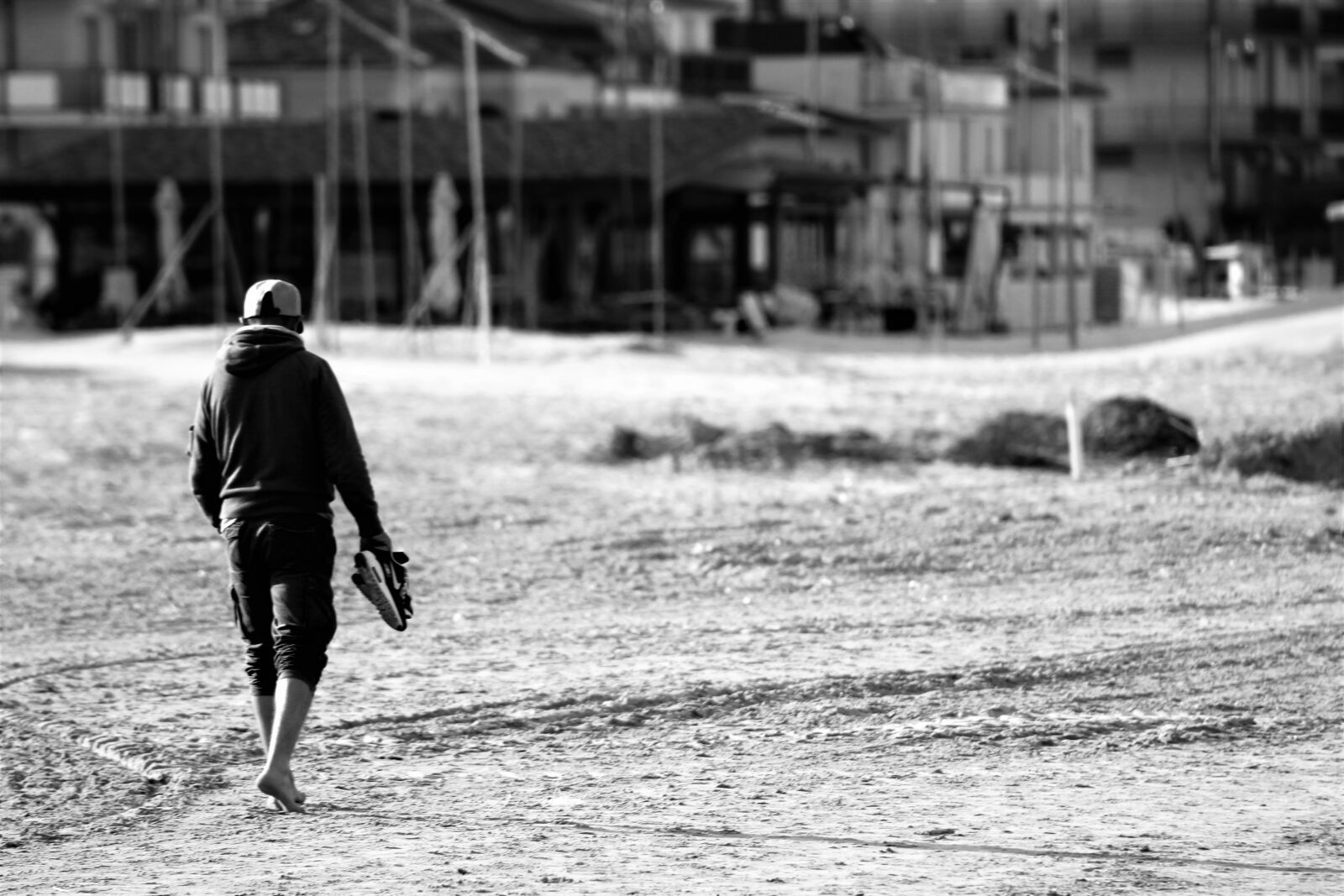 Canon EF75-300mm f/4-5.6 sample photo. Monochrome, adult, male photography