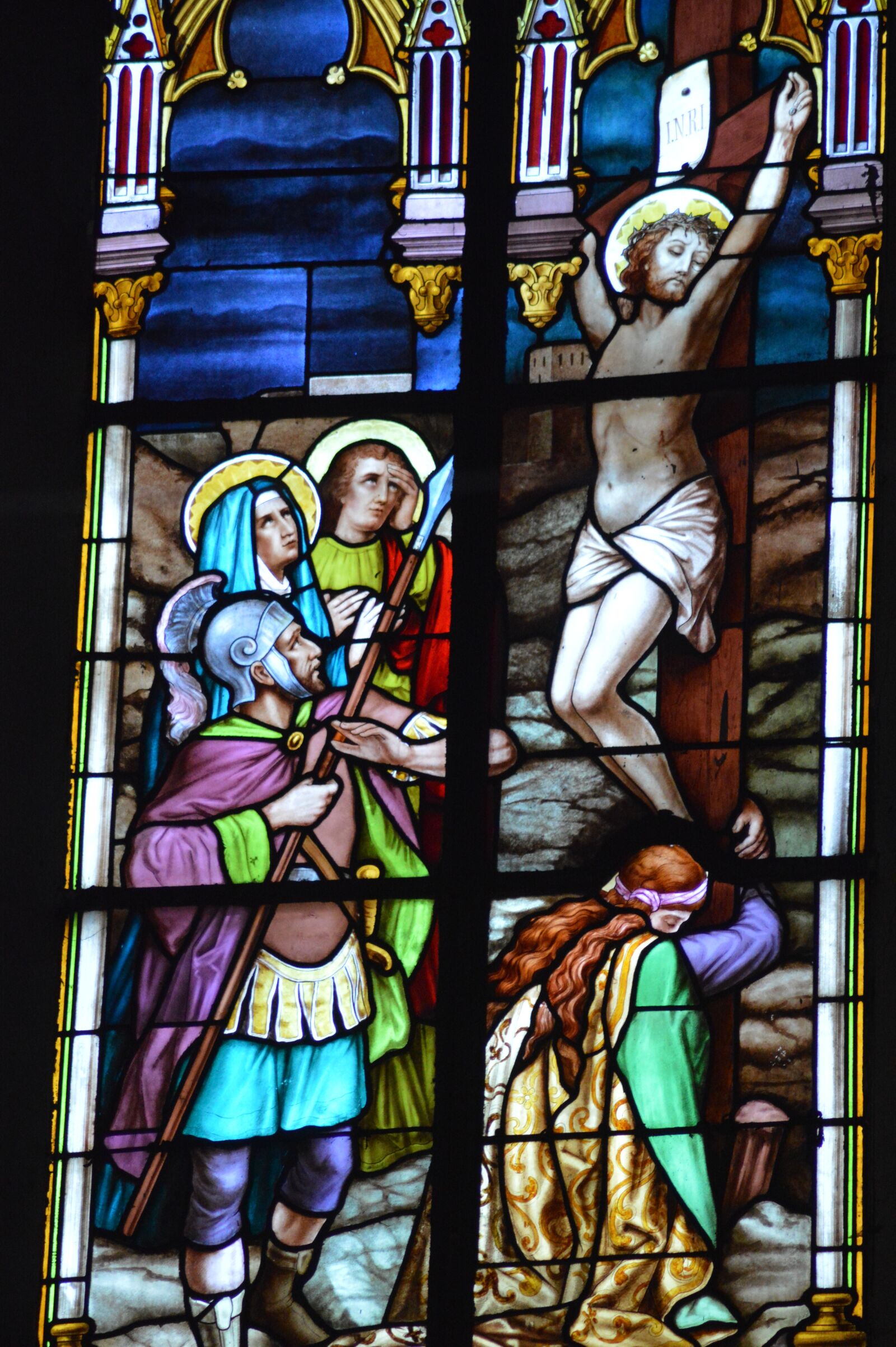 Nikon D3200 sample photo. Stained glass, blue, death photography