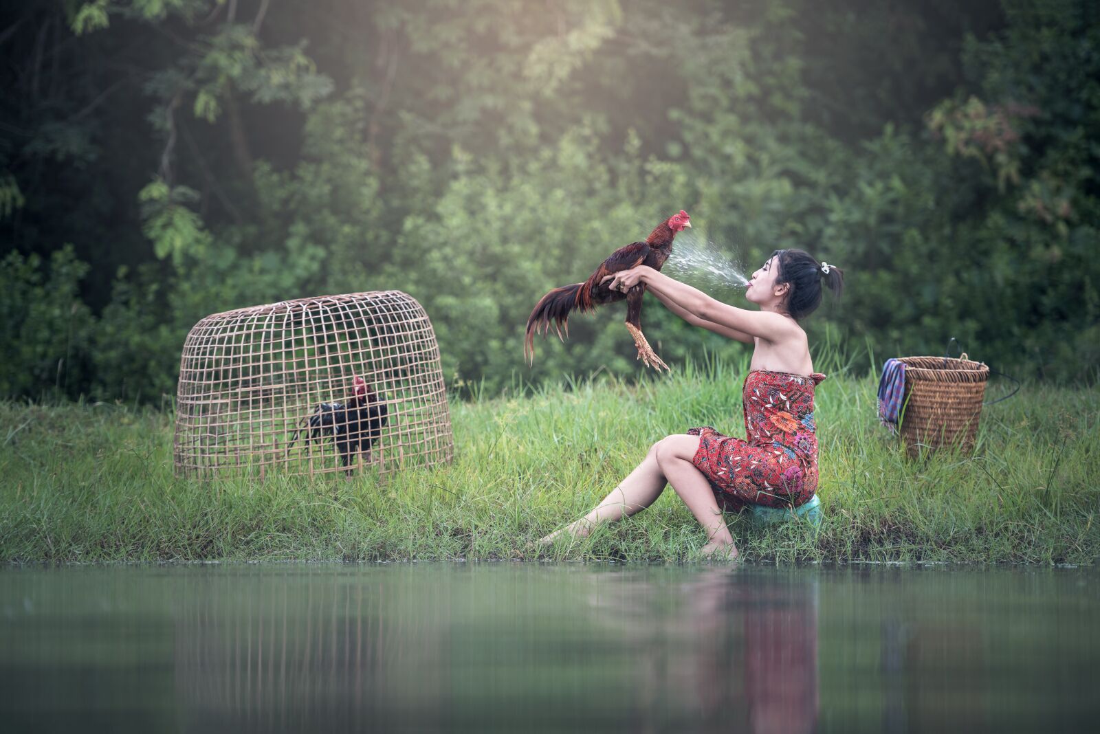 Nikon D810 sample photo. Woman, river, the bath photography