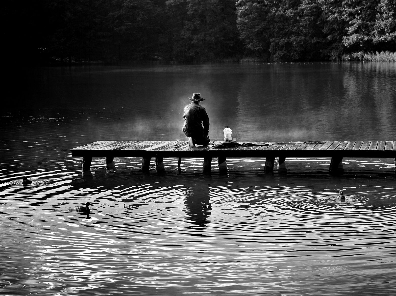 Nikon D80 sample photo. Angler, bridge, fishing photography