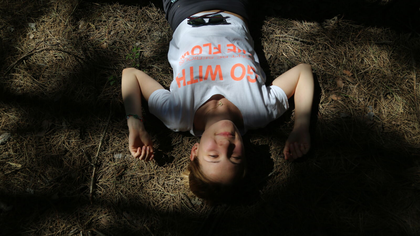 Canon EF 24-105mm F4L IS USM sample photo. Balance, forest, girl, ground photography