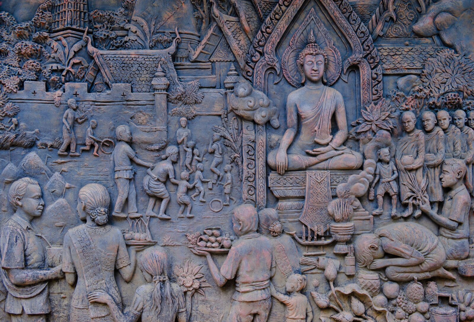 Nikon D3200 sample photo. Bas relief, buddha, panels photography