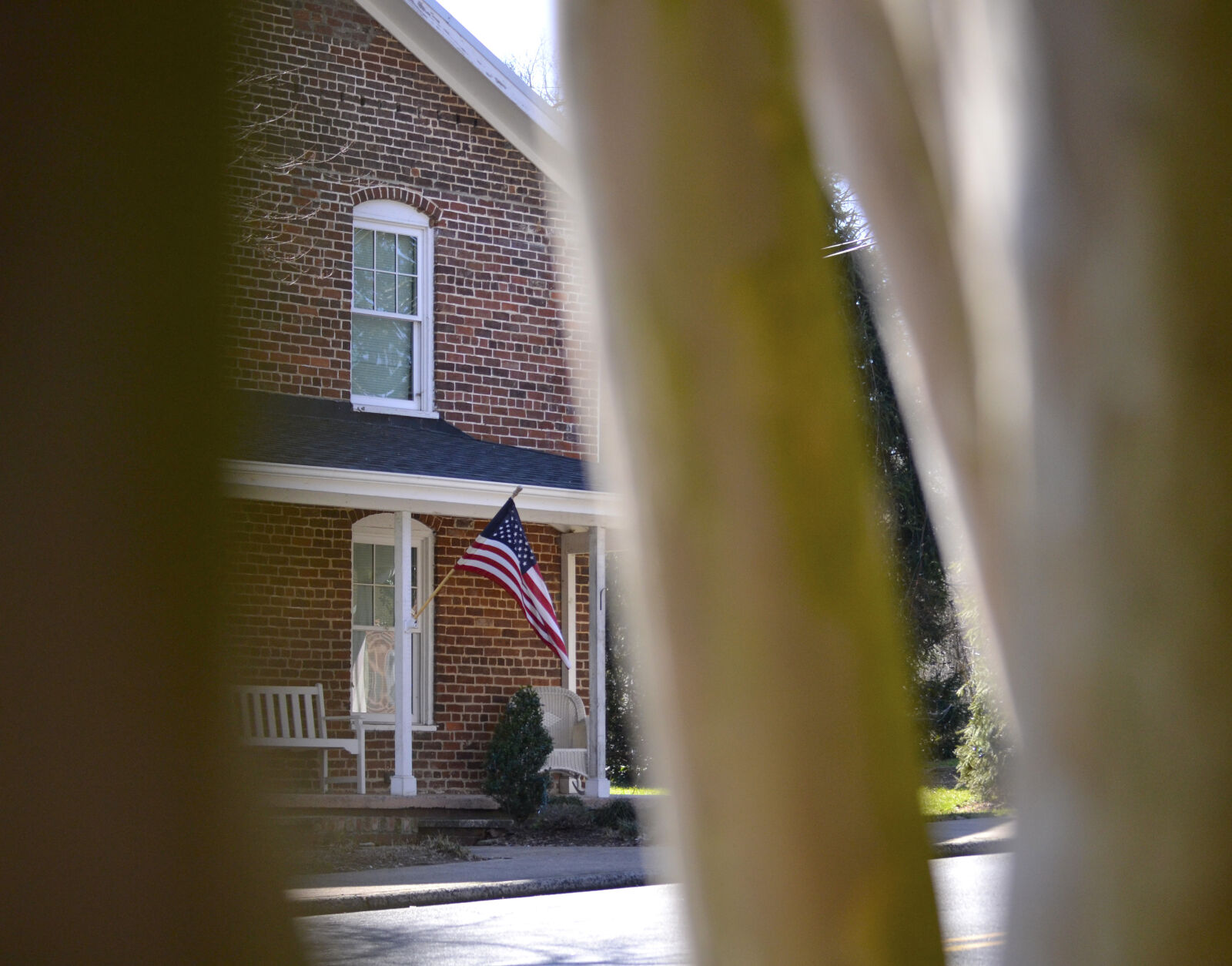 Nikon D3100 sample photo. American, flag, brick, building photography
