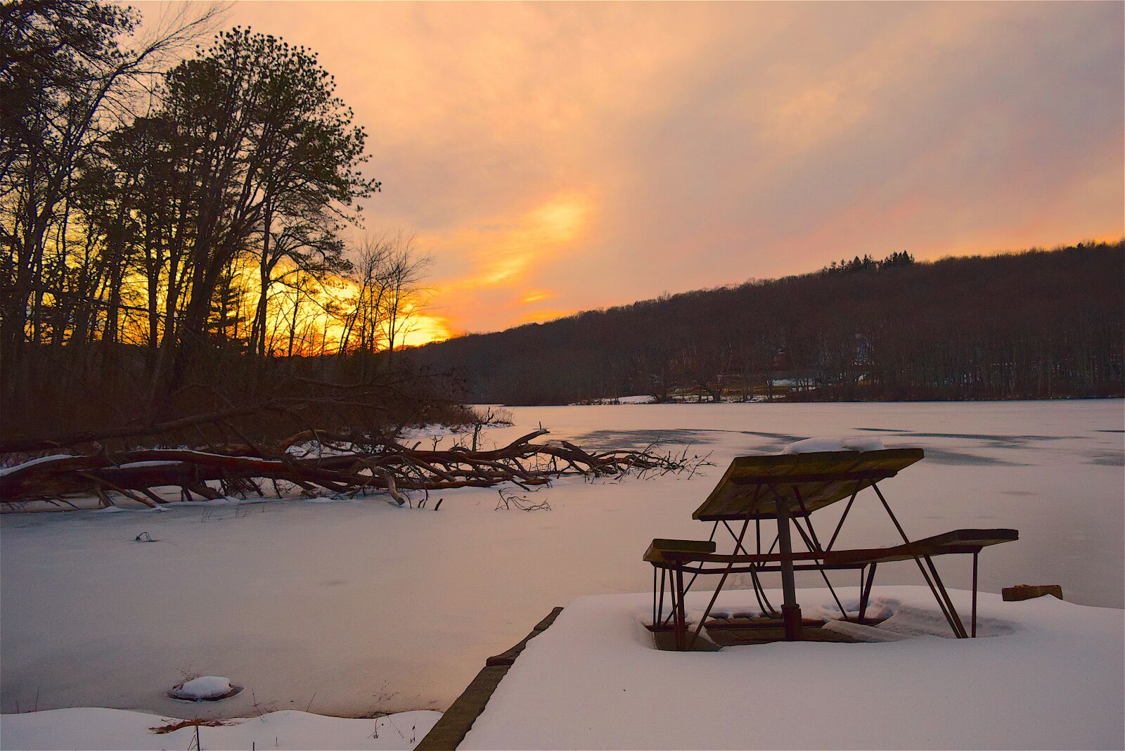 Nikon D3300 sample photo. Sunset, lake, trees photography