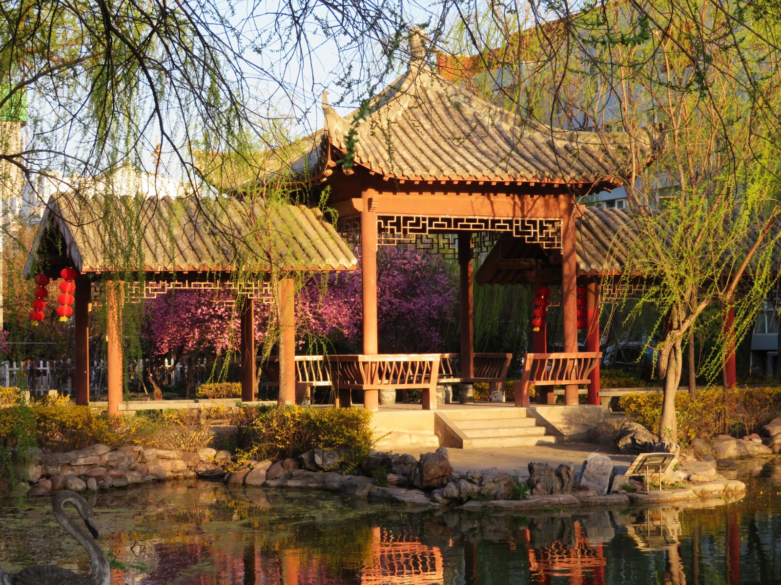 Canon PowerShot SX720 HS sample photo. Pavilion, sunset, water photography