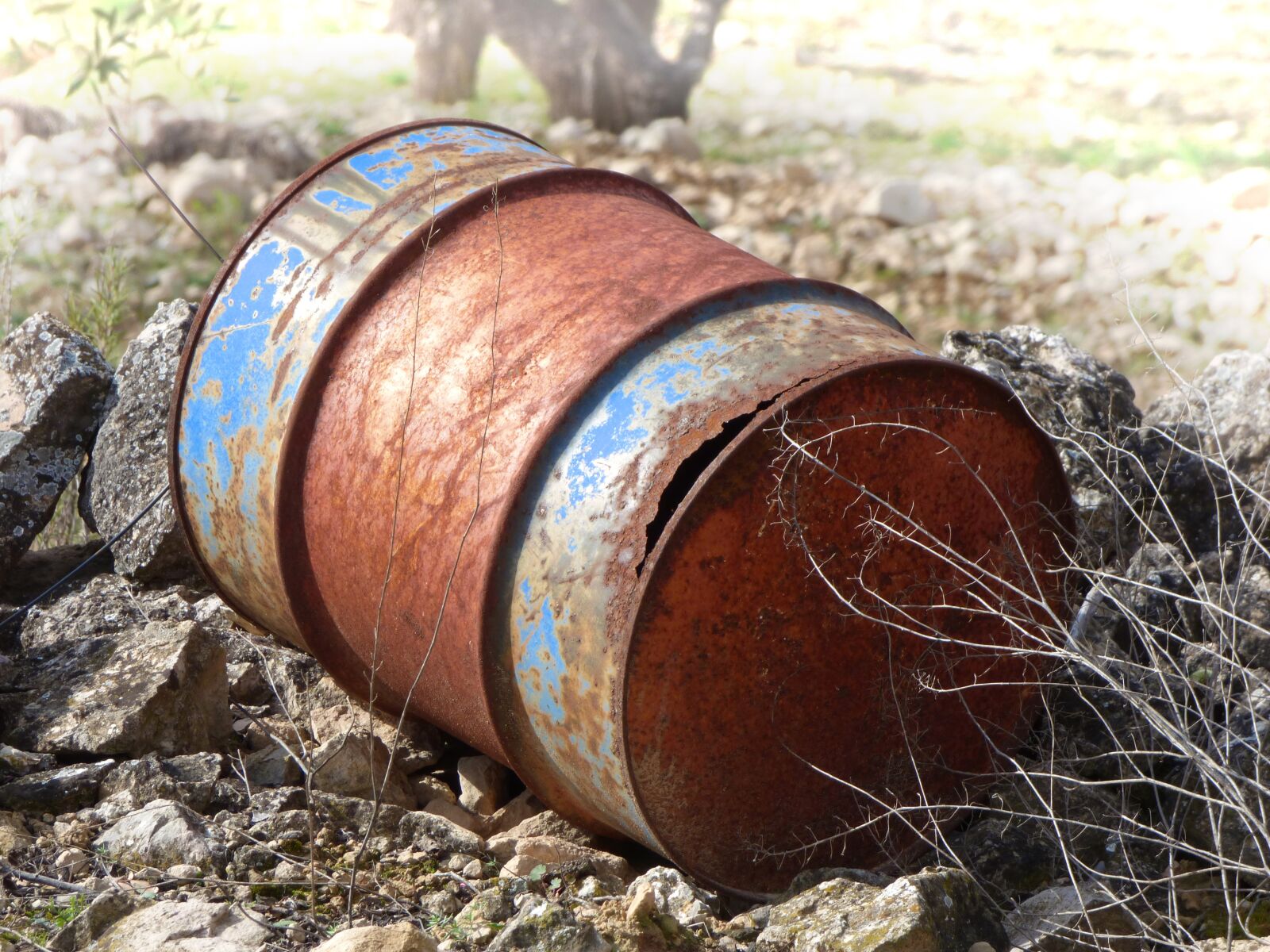 Panasonic Lumix DMC-FZ70 sample photo. Barrel, rusty, waste photography
