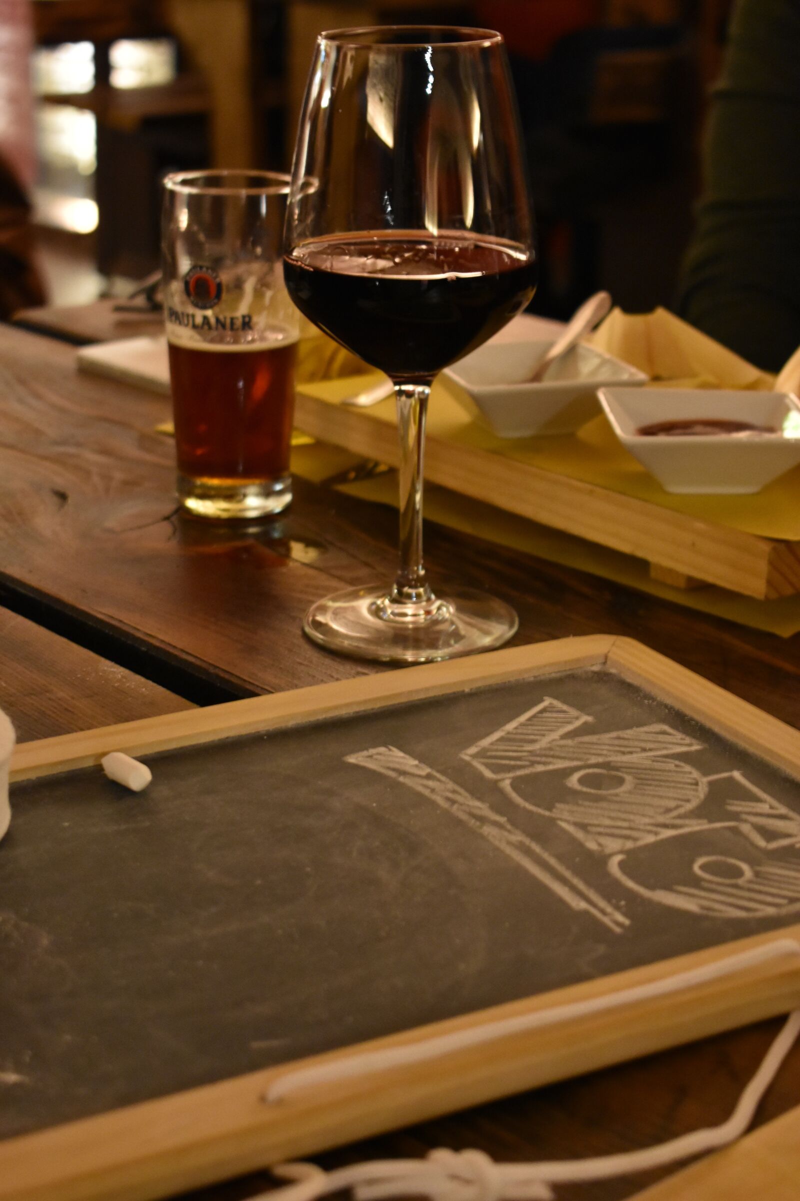 Nikon D3400 sample photo. Wine, beer, blackboard photography