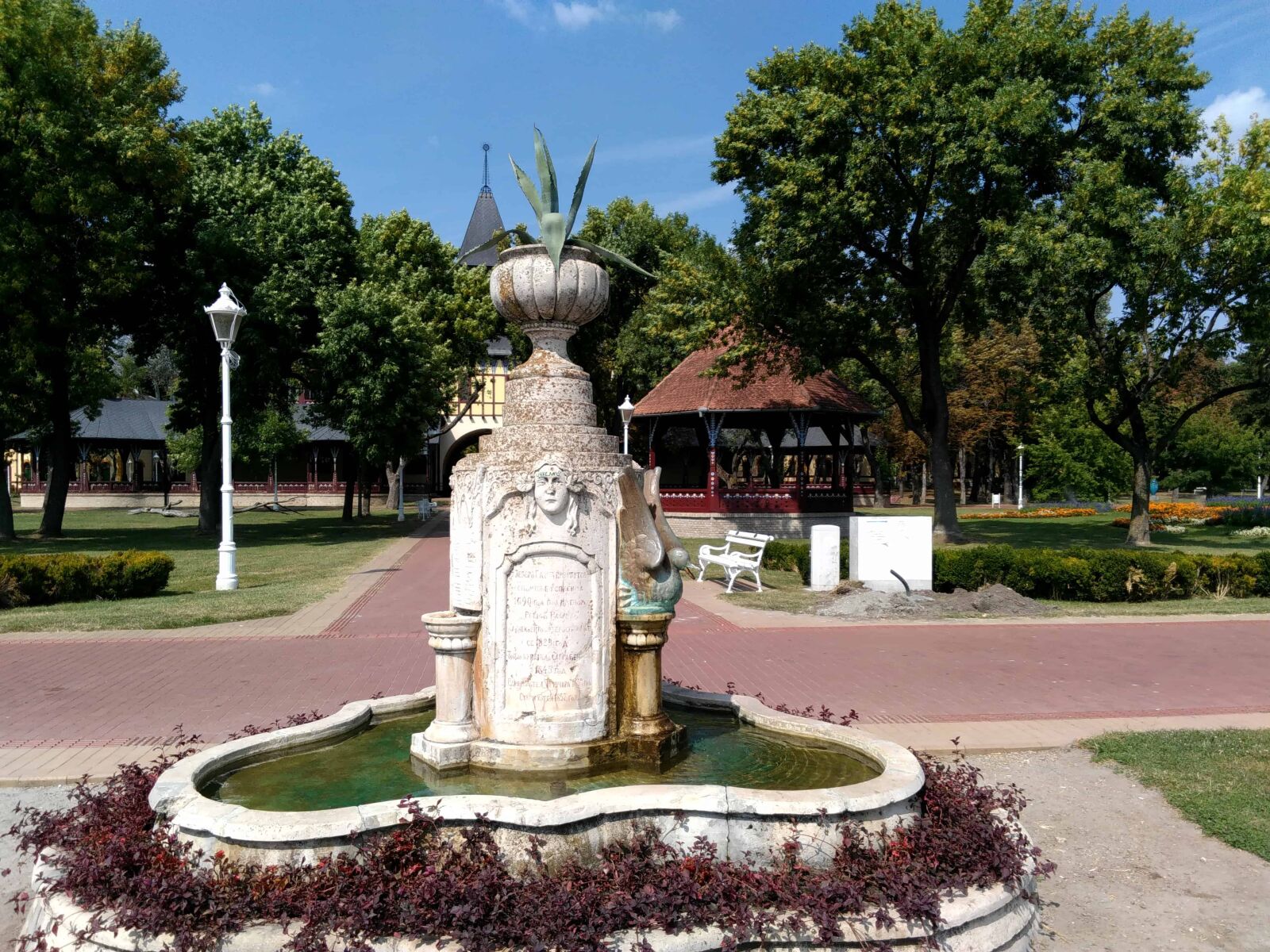 Lenovo S60-A sample photo. Fountain, structure, tree, flower photography