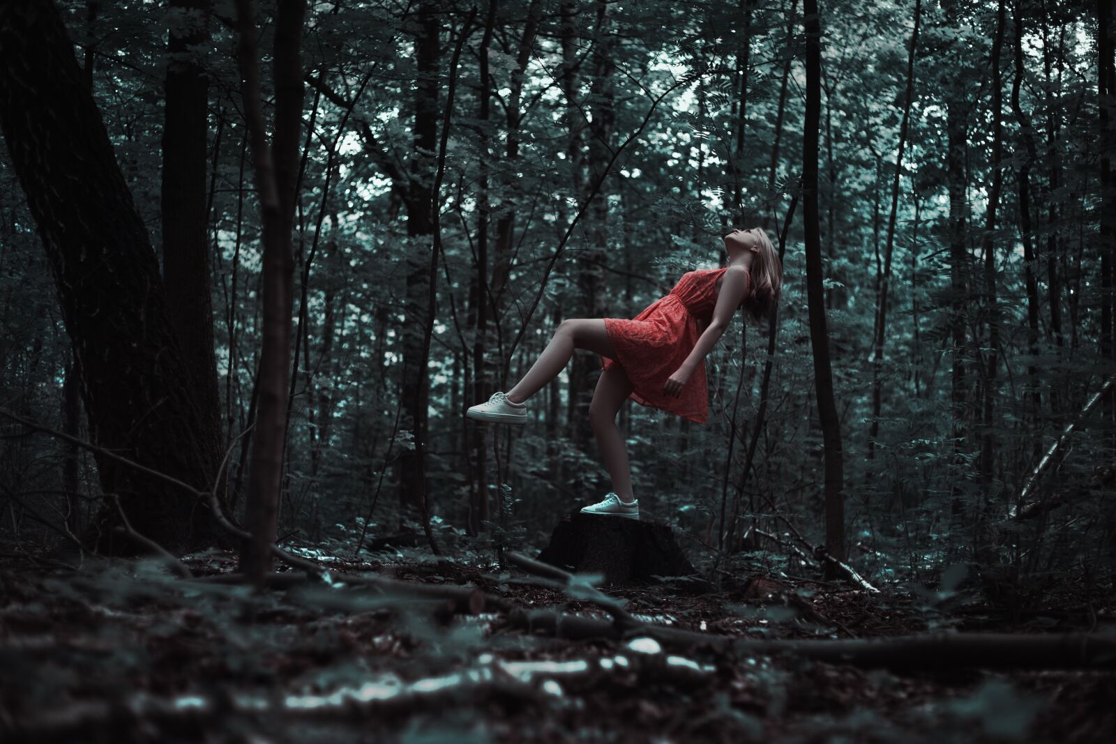 Canon EOS 5D Mark III sample photo. Levitation, girl, red dress photography