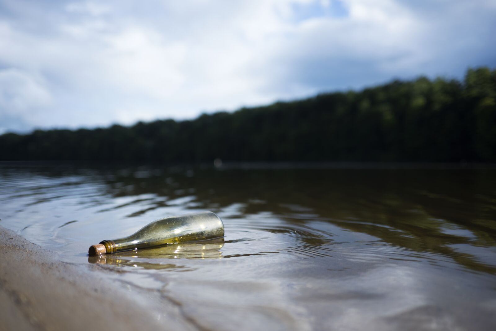 E 35mm F2 sample photo. Bottle, river, nature photography