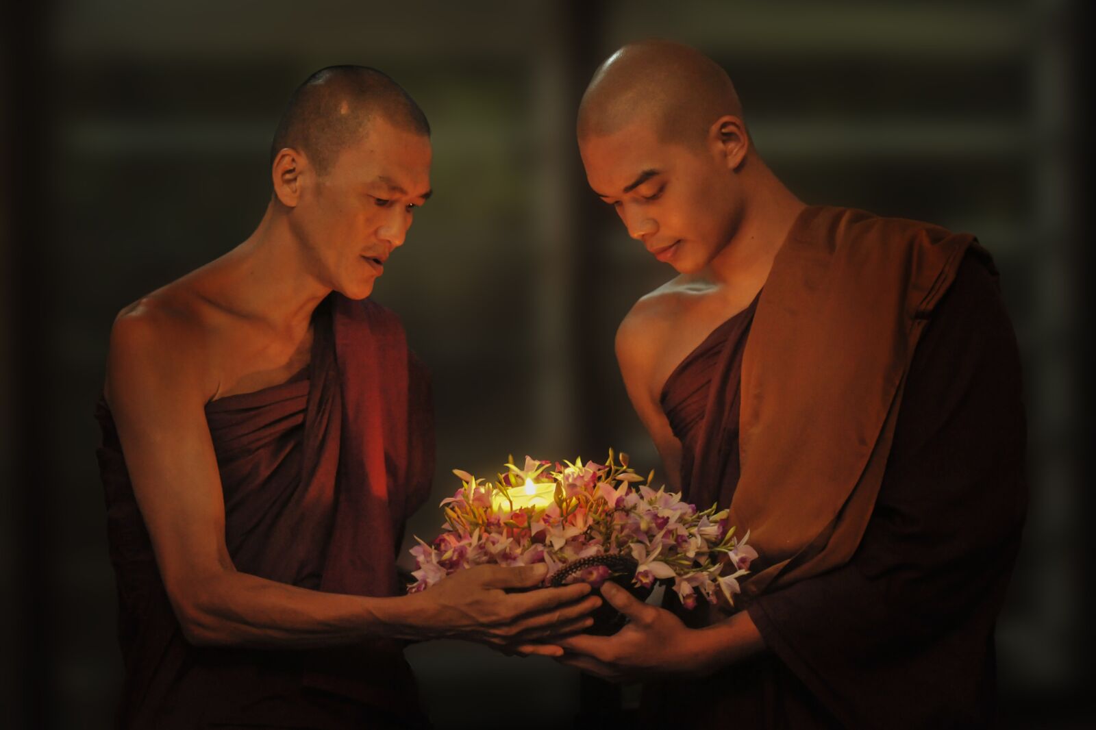 Nikon D3 sample photo. Theravada buddhism, monks, passing photography