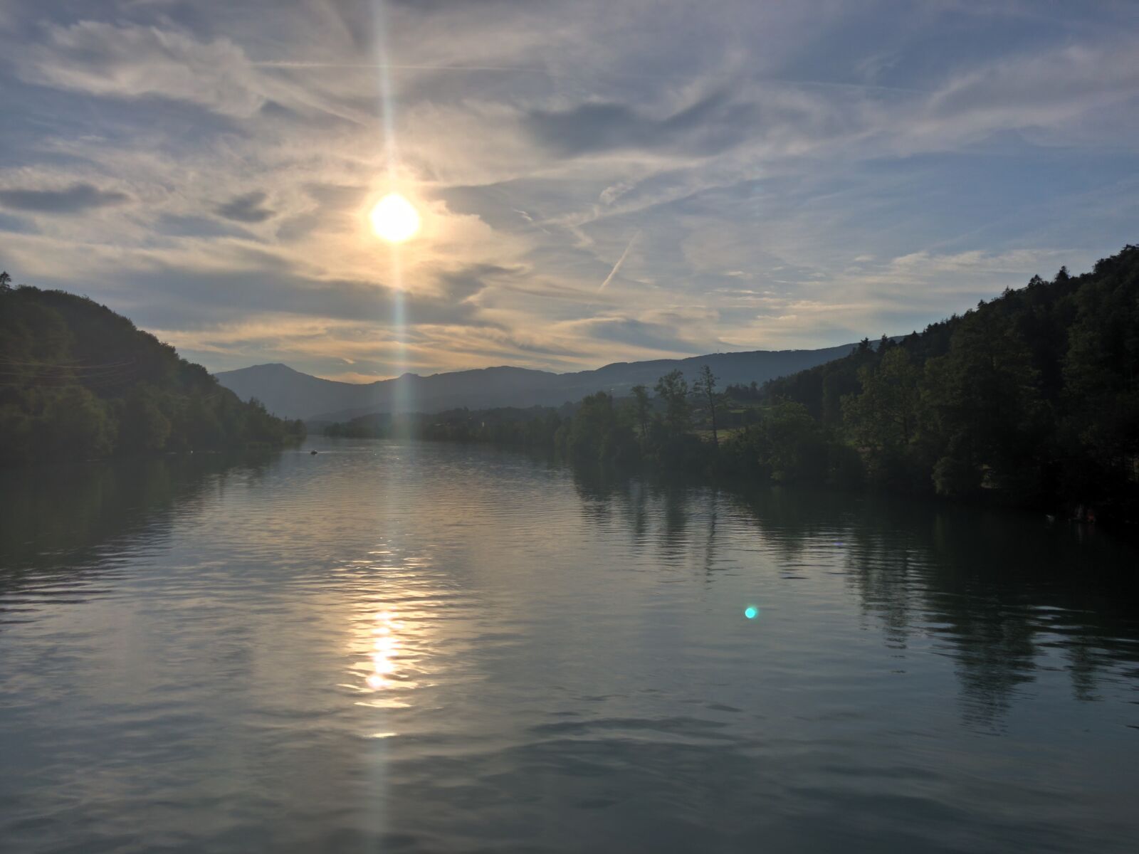 iPhone X back camera 4mm f/1.8 sample photo. River, sunset, landscape photography