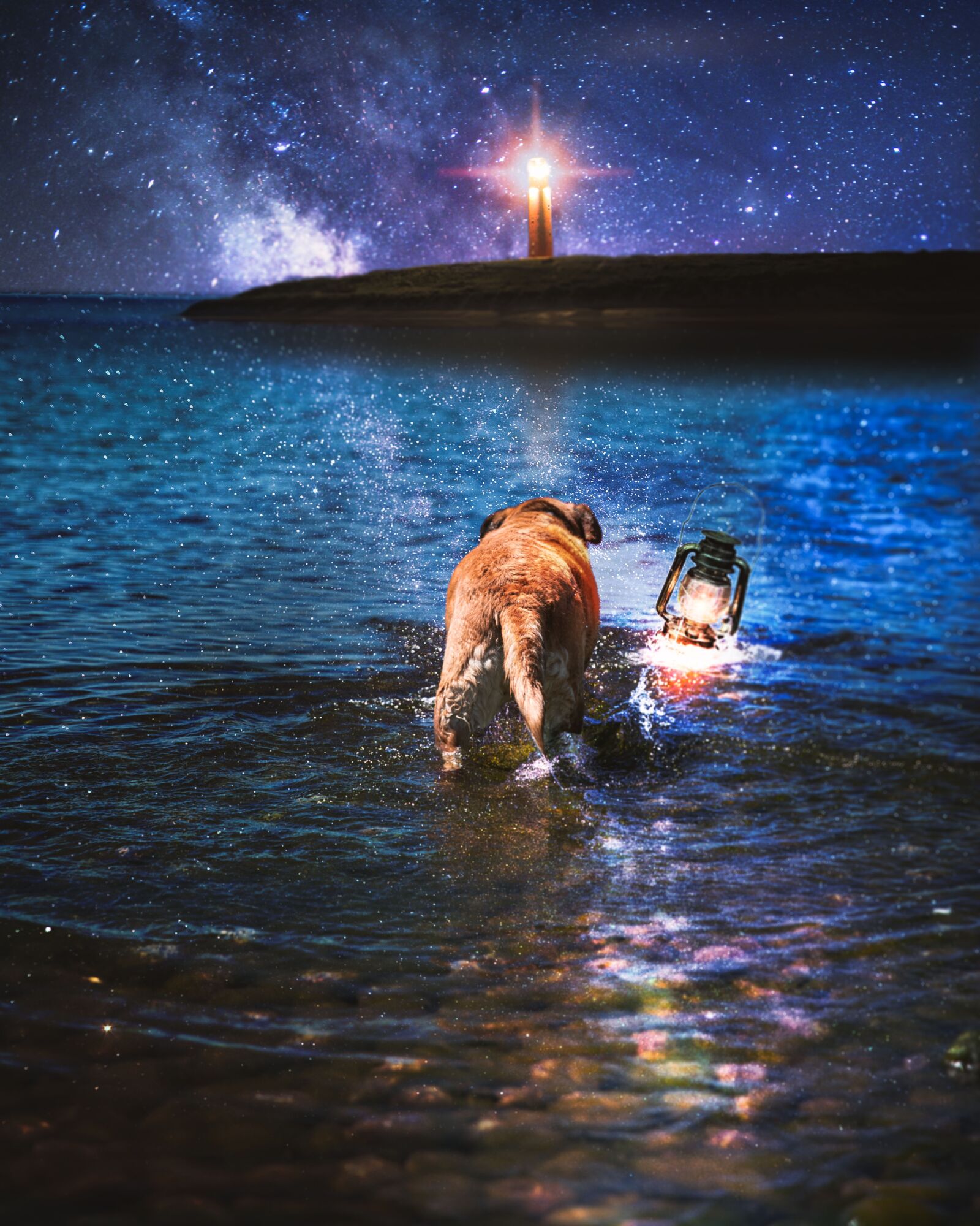 Canon EOS 5D Mark IV + Canon EF 24-70mm F2.8L II USM sample photo. Dog, northern lights, lamp photography