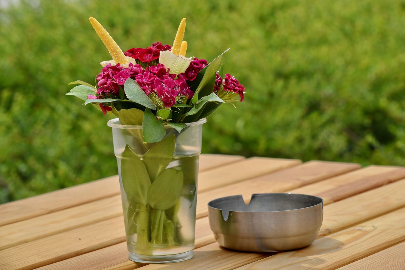 Nikon D5500 sample photo. Ashtray, beautiful flowers, bouquet photography
