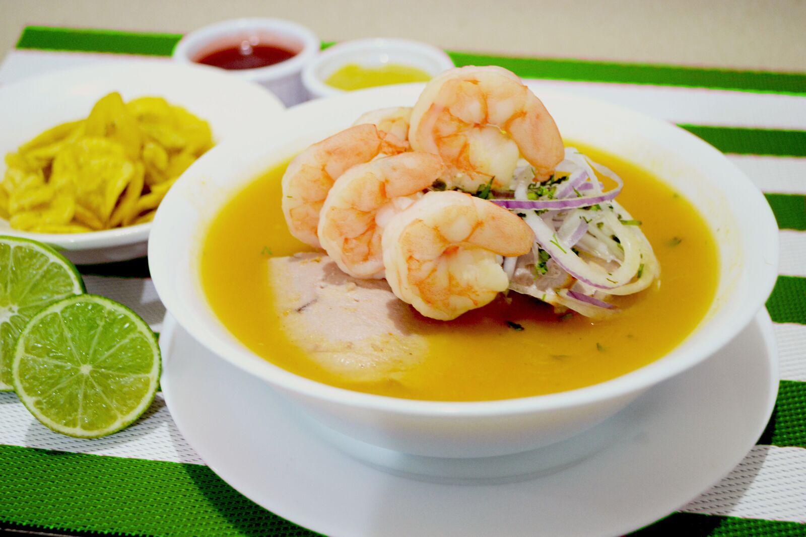 Nikon D3100 sample photo. Onions mixed, shrimp, lemon photography