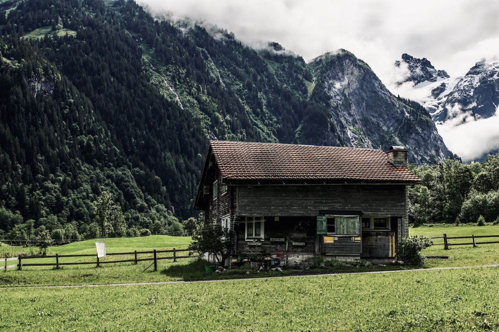 35mm F1.4 sample photo. Mountains, chalet, landscape photography